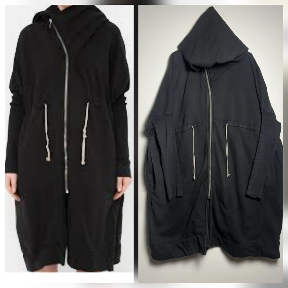 Rick Owens Drkshdw Men's Black Asymmetric Mid Length Straight Cut Jacket